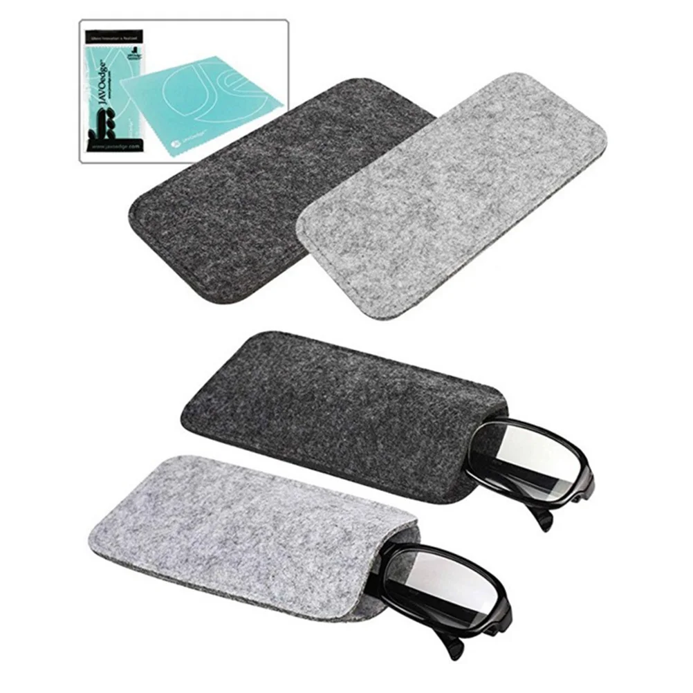 

5Pcs Felt Eyeglass Cases Portable Sunglasses Pouch Reading Glasses Storage Organizer Pen Holder Dark Gray