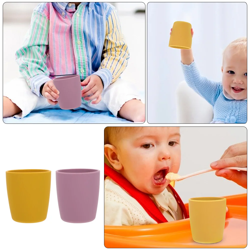 

2pcs Silicone Food High Temperature Resistant Durable Training Drinking For Infants Toddlers Waterproof No Deformation Premium