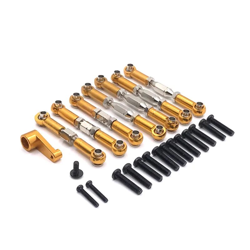 For Wltoys 144002 144001 144010 124016 124017 124018 124019 RC Car Metal Linkage Servo Pull Steering Tie Rod Set Servo Arms