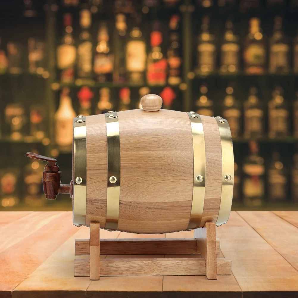 ZK20 1.5L Vintage Oak Wood Wine Barrel Keg Bucket Home Wine Storage Accessories view 3