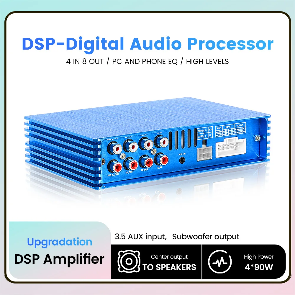 

Car DSP Amplifier Digital Audio Processor 4*90W 4 Input Channel 8 output Channels AMP 31 EQ Car Radio Sound Adjustment NO Cable