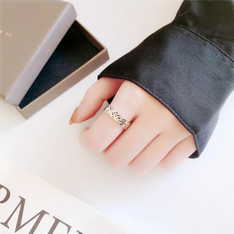 Sole Memory Cicatrici geometriche retrò Argento sterling 925 Gioielleria raffinata Anello femminile con apertura ridimensionabile di lusso RI1035