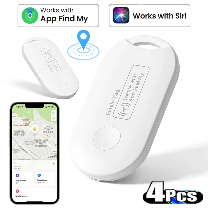 Localizador GPS Tracker com Bluetooth, Tag Device Finders, Trabalhar com a Apple Find My APP, Anti-Lost Rastreador Inteligente para Key Wallet Pet Car, 4PCs