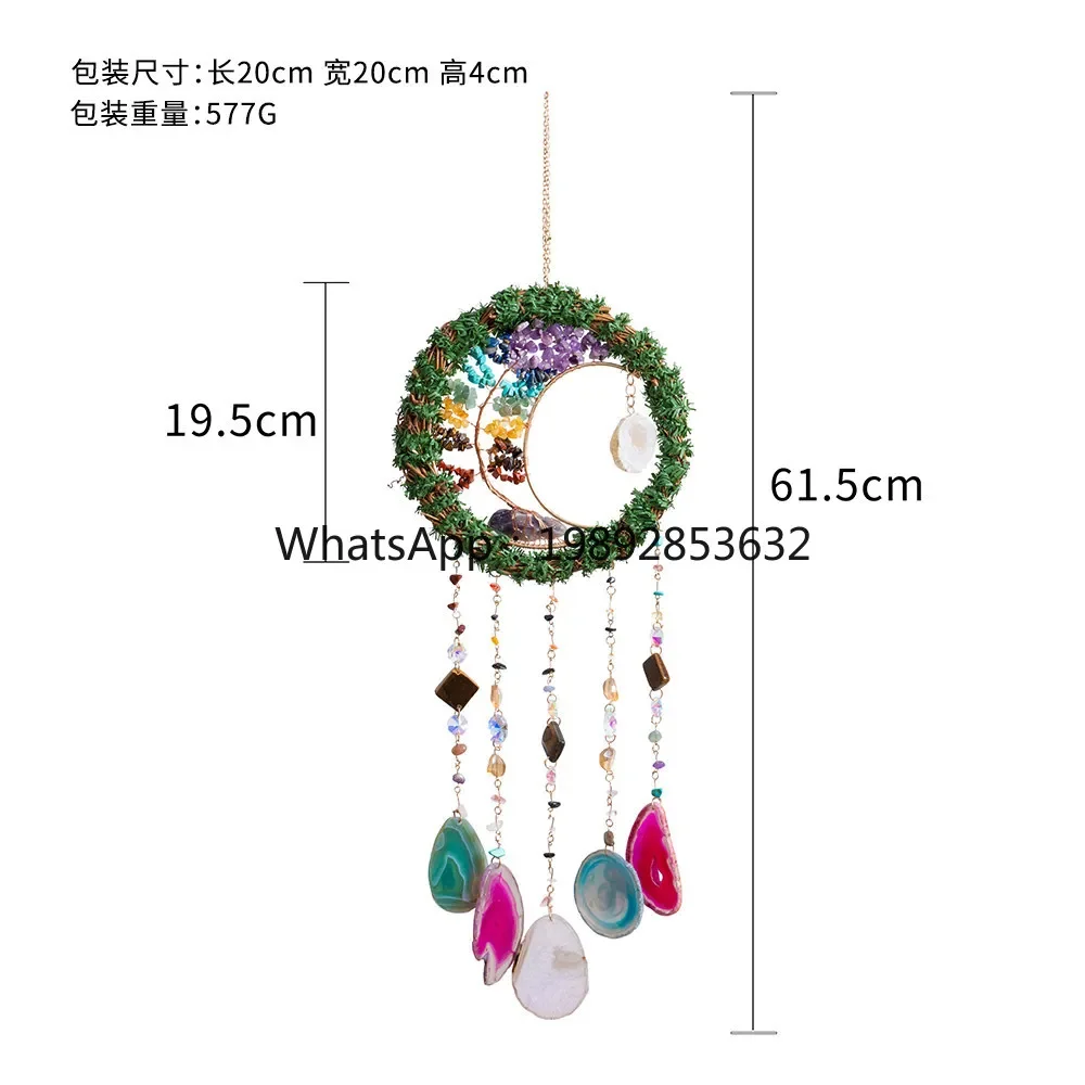 Color crystal gravel agate sheet sunshine hand-woven rattan creative decorative pendant