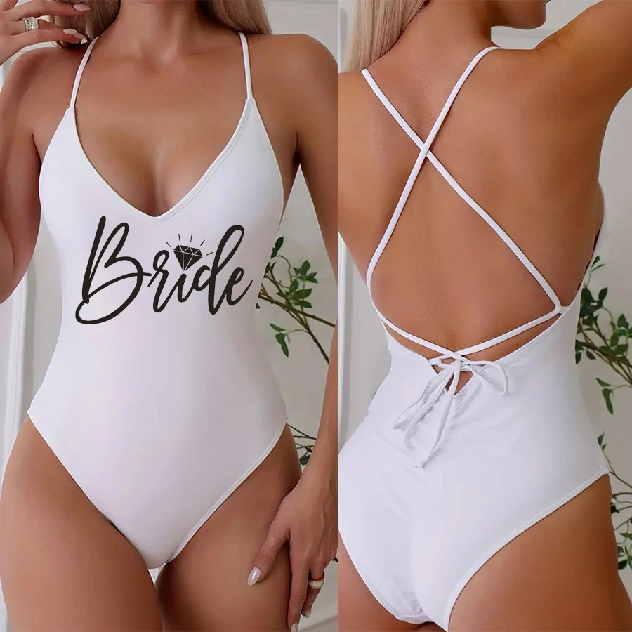 Team Bride Love Bikini 2024 women Sexy Bodysuit One-Piece Swimsuit Bride Swimwear Women Bachelor Party Swimming Beachwear femme