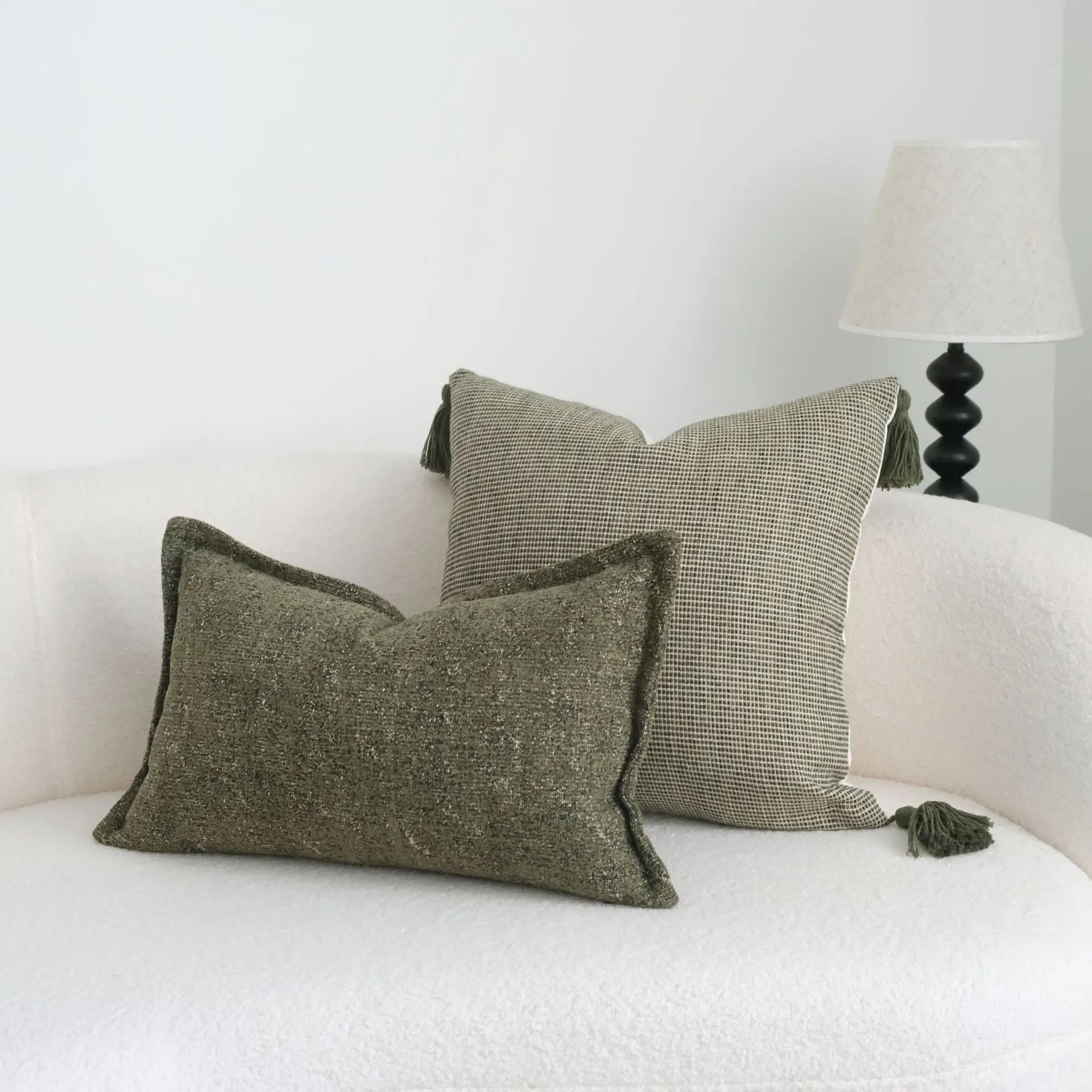 45X45CM 30X50CM Tassels, Linen Look Decorative Throw Cushion Covers For Sofa Couch, Farmhouse Boho Living Room Home Decor