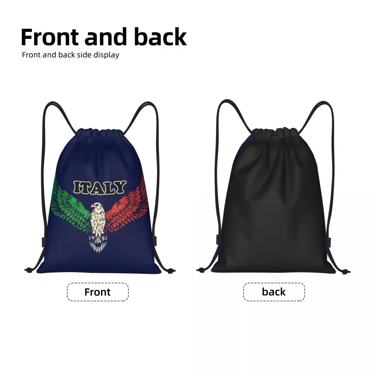 Mochila personalizada con bandera de Italia Eagle, bolsa con cordón, ligera, regalo patriótico Italyan, saco de Sackpack deportivo para entrenamiento