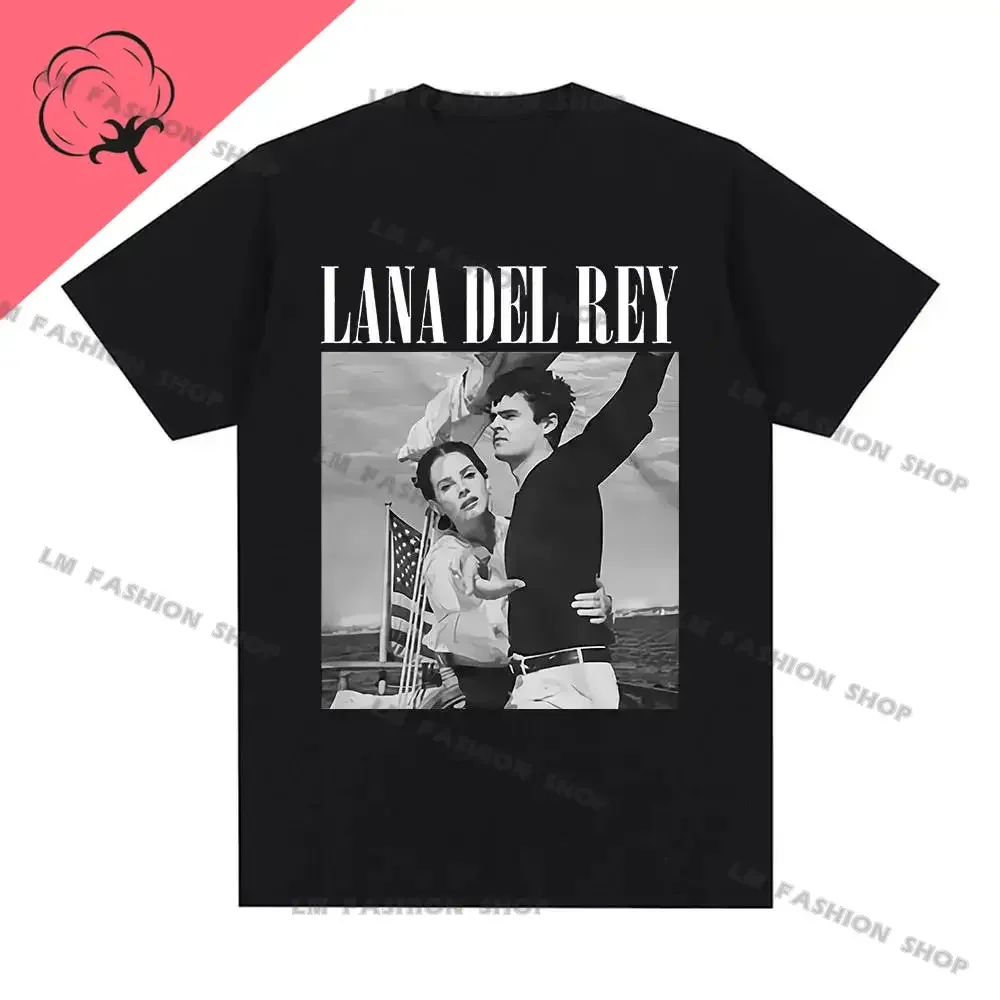 Camiseta con estampado de la cantante Lana Del Rey para hombre y mujer, ropa de calle de algodón, Hip Hop, de manga corta, Unisex, Y2k