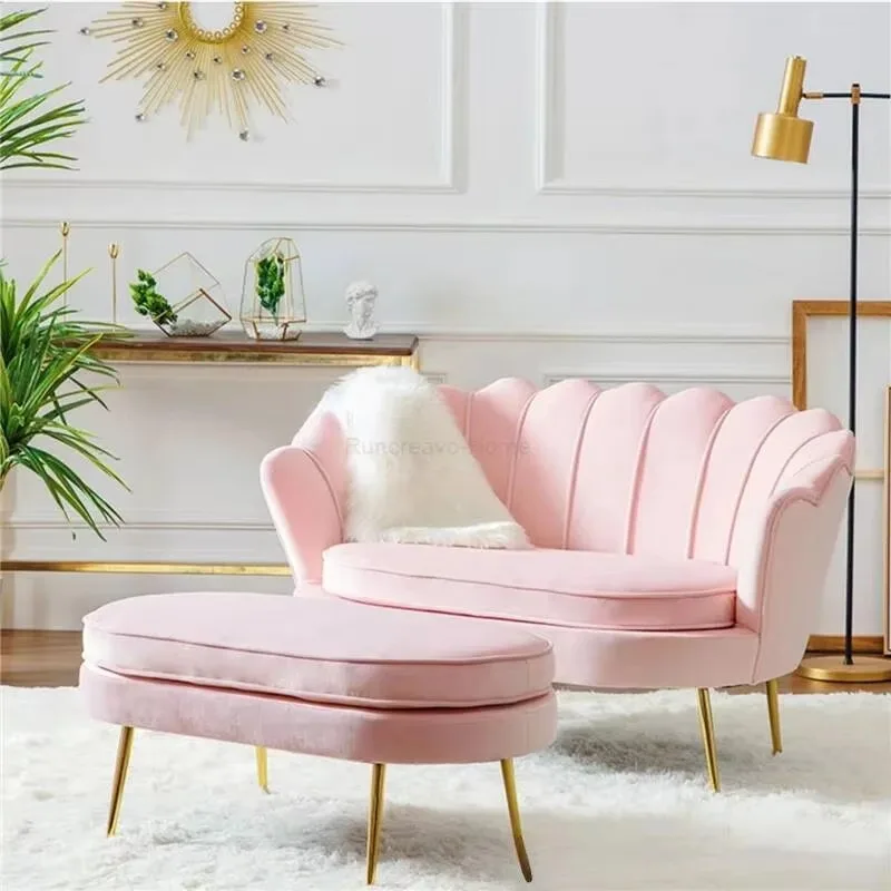 Nordic Light Luxury Sofa Chairs Set, Modern 2-Seater Sofa & Accent Chair for Small Living Room Furniture