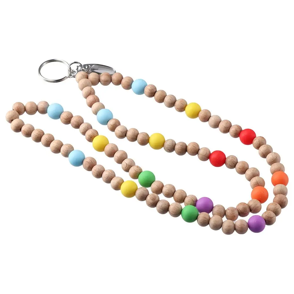 Madeira Beads Badge Holder para escritório, ID Badges, Chaveiro Lanyards, Novo