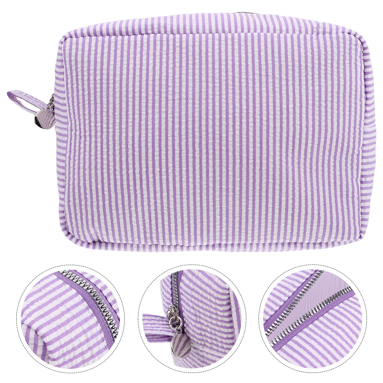 

Striped Toiletry Bag Large Capacity Travel Makeup Organizer Portable Pouch Multifunctional Shaving Storage Case