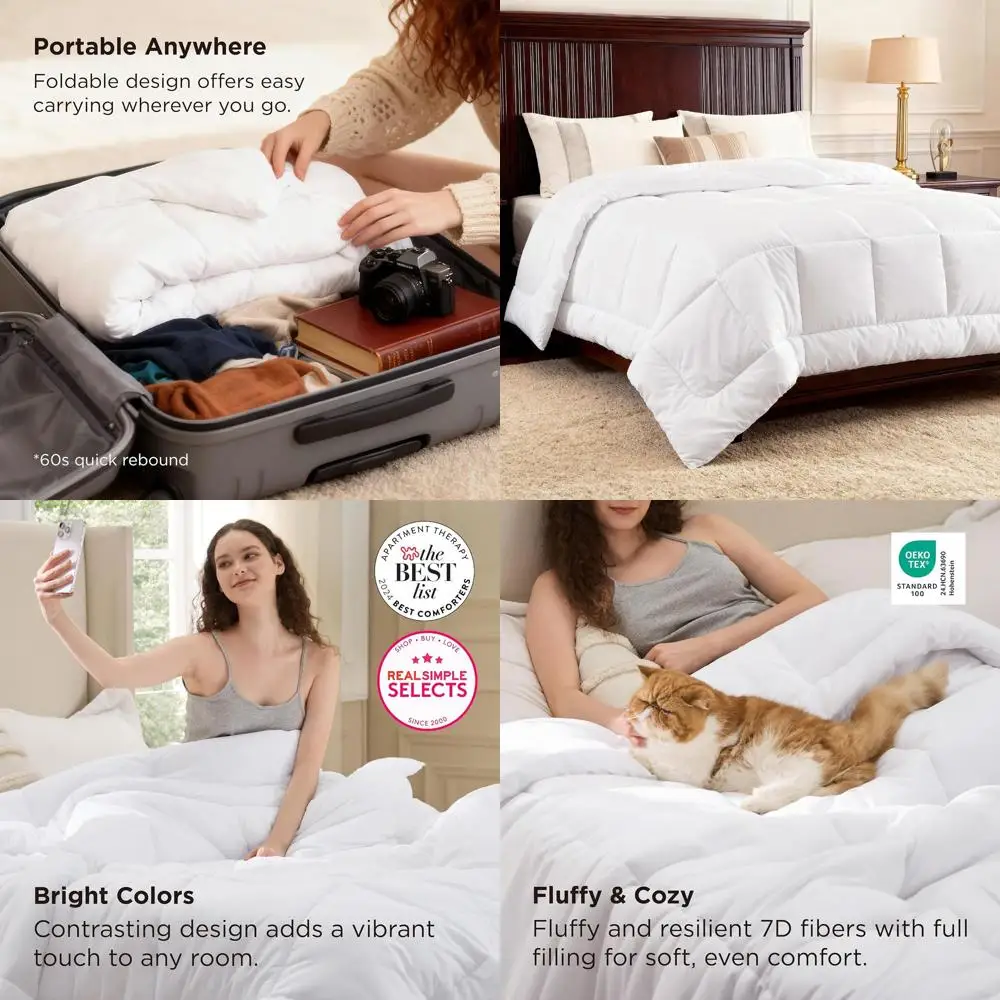 

Всесезонное стеганое одеяло King Size, 116x98, с боковыми швами, моющееся, белое