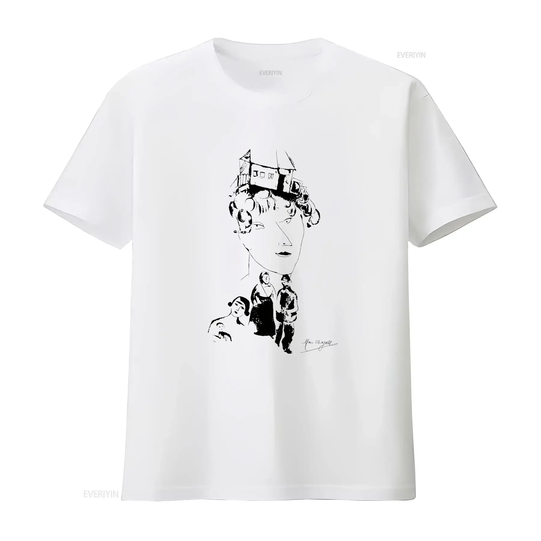 Marc Chagall Serious Work Exhibition 1970 Poster Art T shirt vintage Washed Stretched Stylish fashion Top For Everyday Wear
