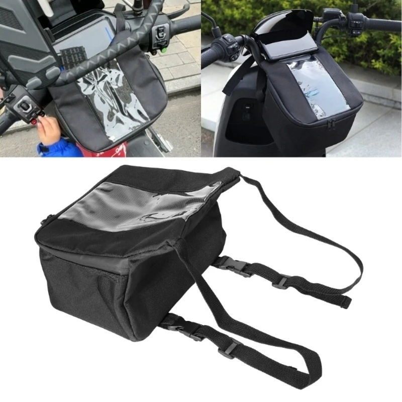 Motorcycle Navigation Storage Bag with Clear Touch Window, Strap Mount Zippered for Daily Trips and Route Checks