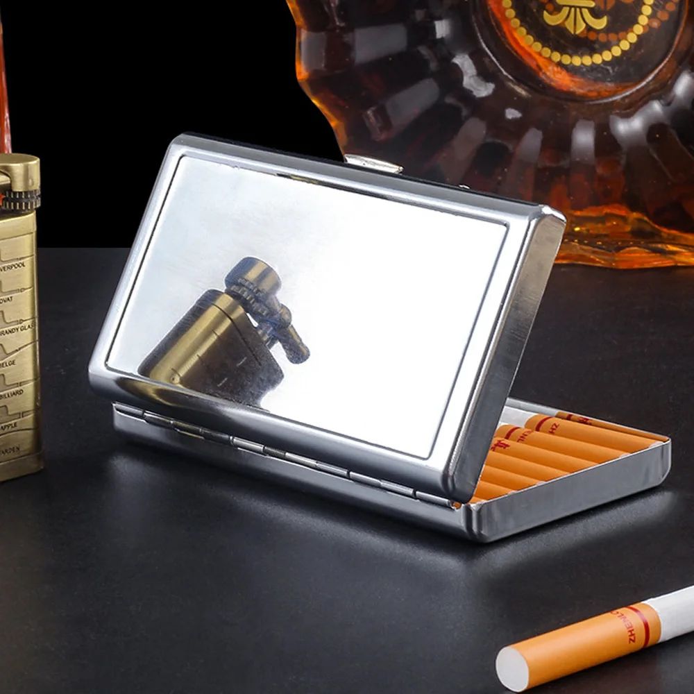 

Unique Extended Metal Mirror Cigarette Case Portable Pocket Cigar Pack 20 Thin Cigarette Holder Boxes For 14 Standard Cigarettes