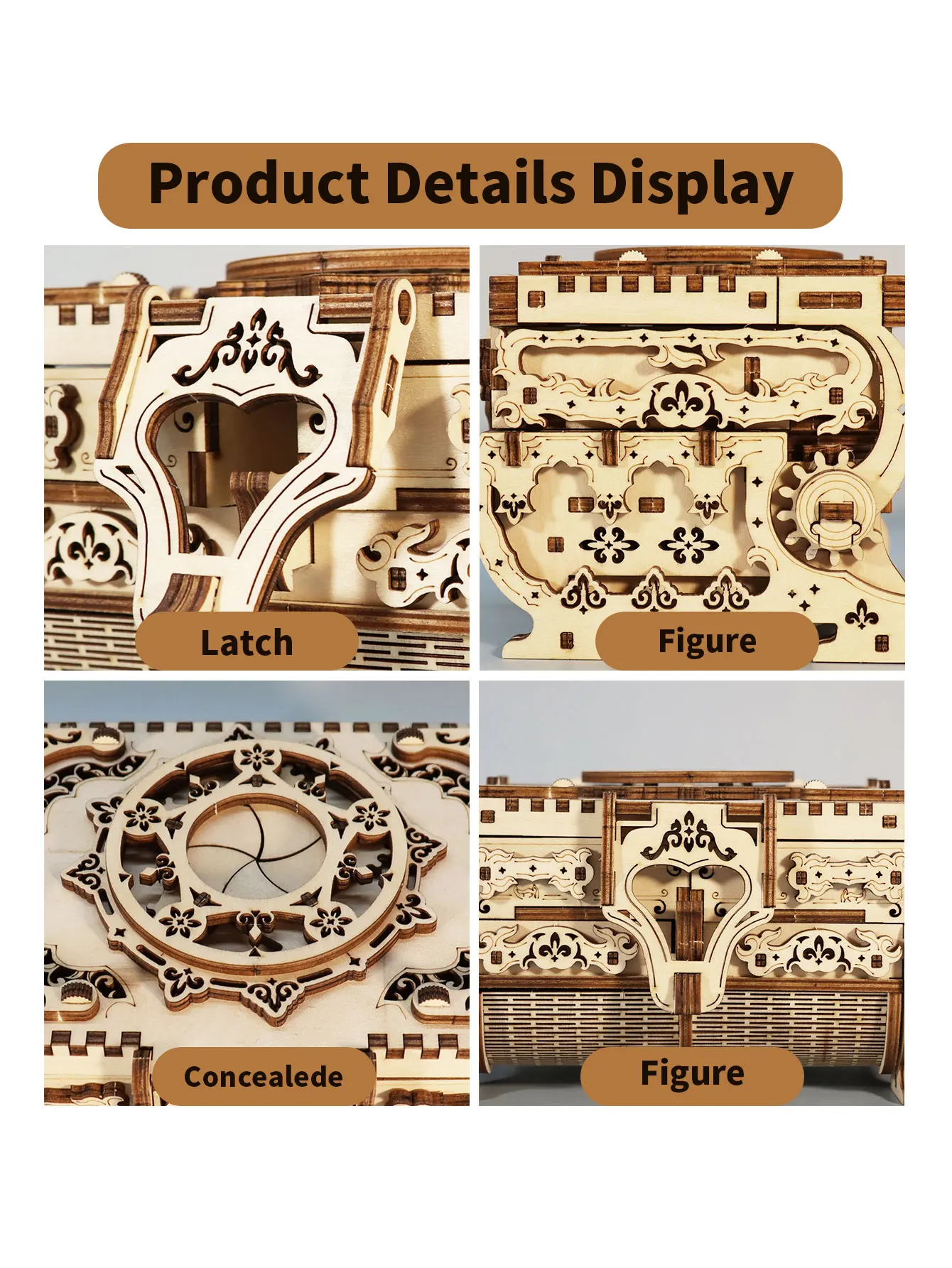 Rompecabezas de madera 3D para adultos, estuche de joyería antiguo hecho a mano, manualidades, decoración del hogar, Kits de modelos, regalos de cumpleaños o Navidad