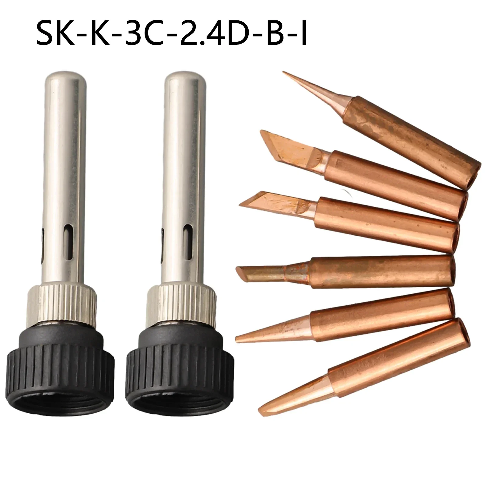 6x Copper 900M-T Soldering Iron Tip With Soldering Handle Adapter Soldering Tips Set For 937 938 969 8586 852D Soldering Station