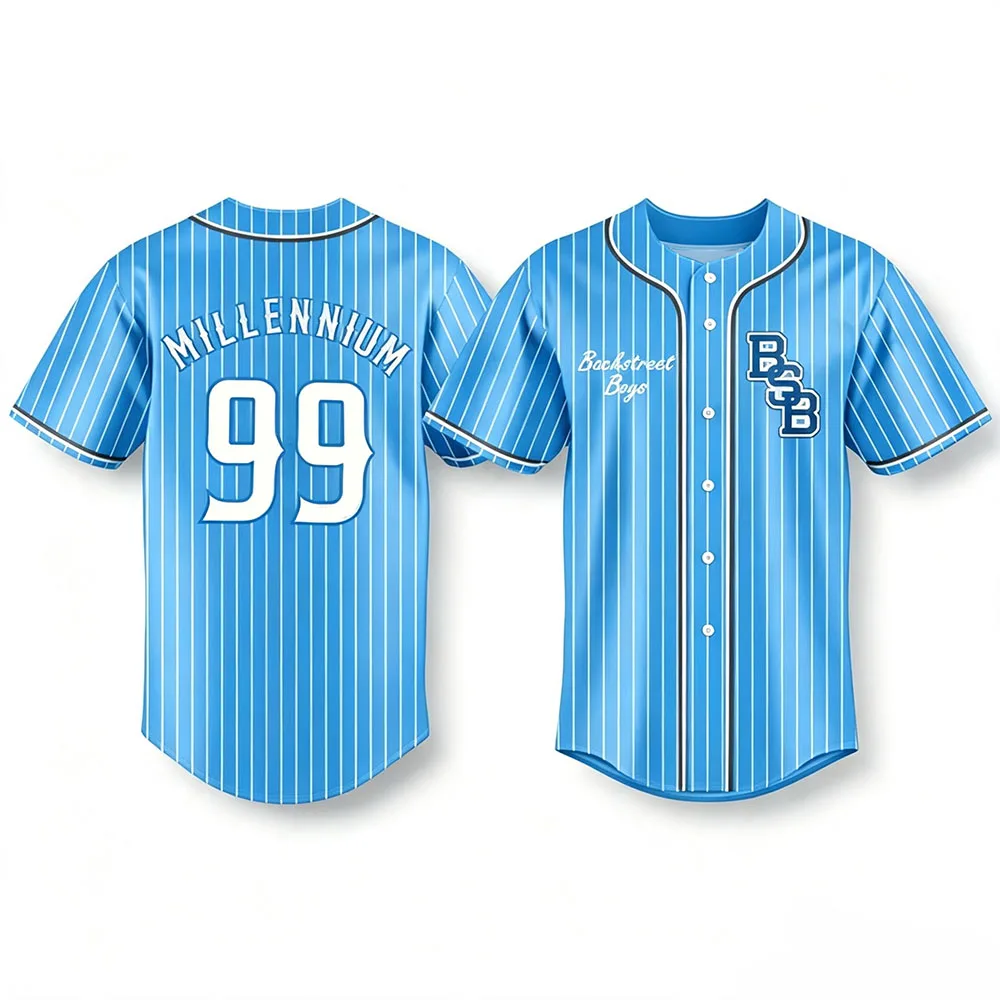 INTO THE MILLENNIUM BASEBALL JERSEY Backstreet Boys Band Design Print Shirt Button Up Men Women Tops Graphic Printing Merch Tops