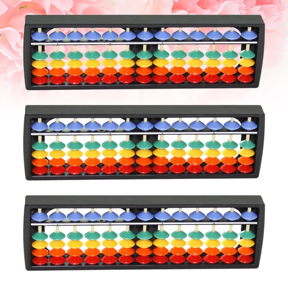 3 Stücke Kunststoff Abacus Braune Perlen Langlebige 13-stellige Stangen Arithmetik Abacus Pädagogisches Zählwerkzeug Kinder Mathematik Lernen