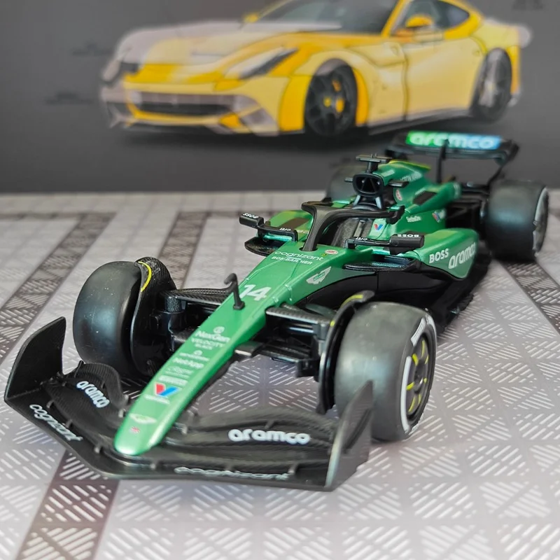 

1:24 2024 F1 AMR24 Команда Aramco # Модель гоночного автомобиля Фернандо Алонсо 1:14, литая под давлением, имитация суперкара, подарок для детей