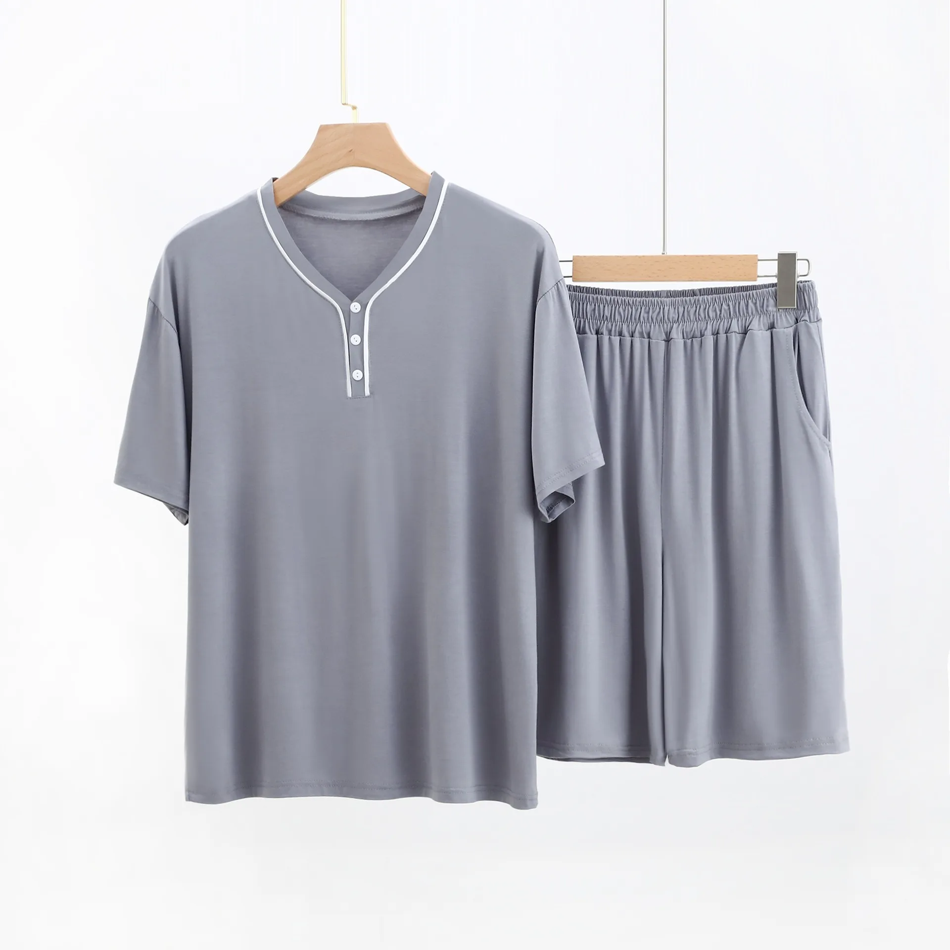 Men Summer Pajamas Set Short Sleeve Sleepwear Man Big Size Modal Pajama Sets T-shirt Shorts Lounge Set Korean Home Wear Clothes