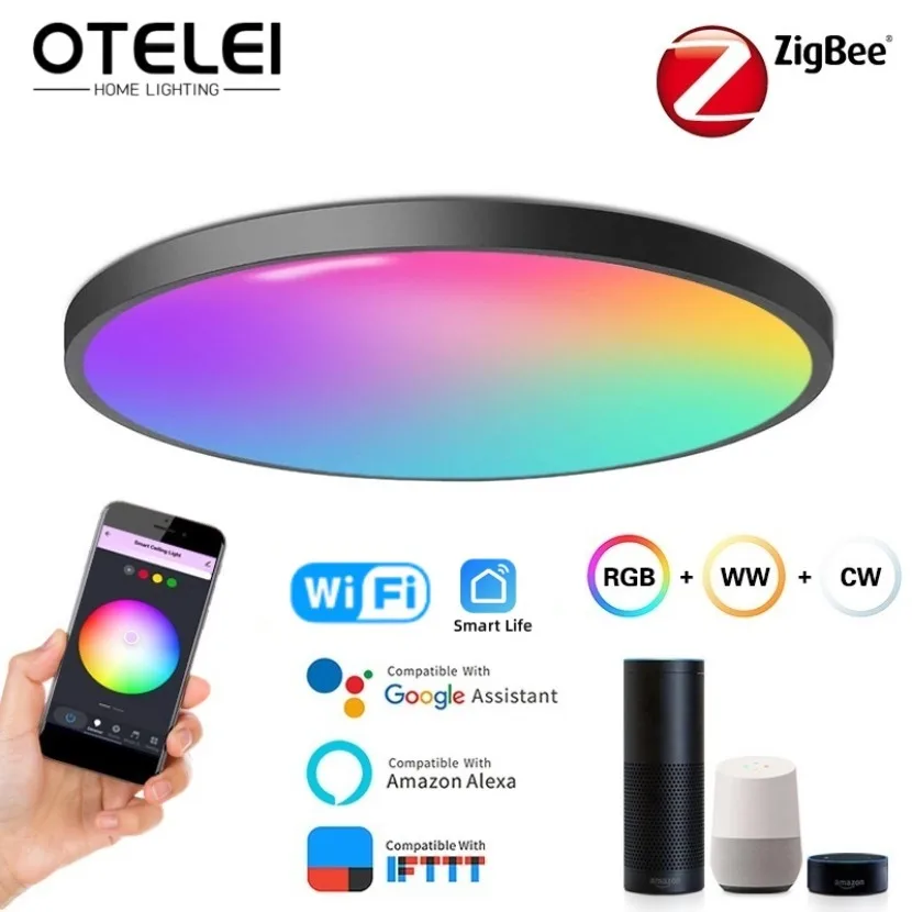 

Zigbee Tuya Smart Ceiling Light Wifi RGB Remote Control APP Alexa Google Voice Dimmable Living Room Bedroom LED Ceiling Lamp