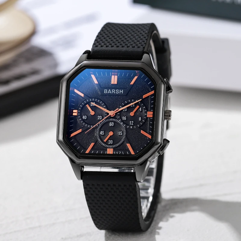

Новые модные и универсальные мужские часы, высококачественные мужские часы с хронографом, кожаные мужские кварцевые часы