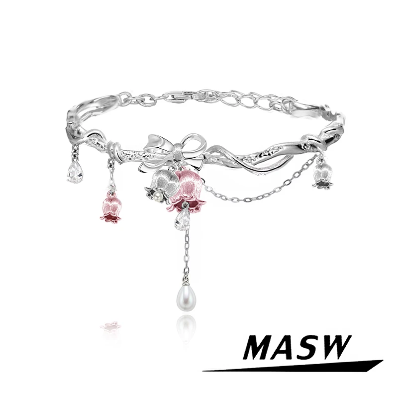 

MASW Original Design Sweet Korean Temperament Cute Flower Bracelet For Women Party Gifts Modern Jewelry Pretty Ear Accessories