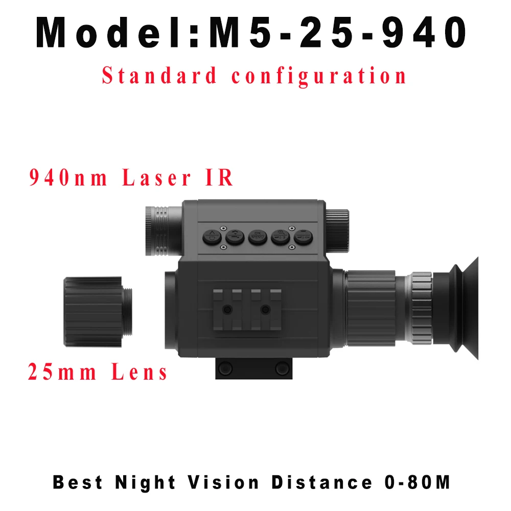 Megaorei M5 nachtzichtgeweerkijker, monoculaire jachtcamera, optiekvizier, 850 nm 940 nm infrarood invullicht