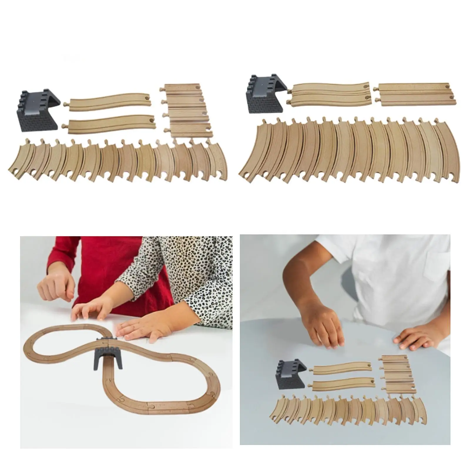 Vías de Tren de Madera, Accesorios de Ferrocarril, Juguete Educativo para el Aprendizaje Temprano, Sistemas de Ferrocarril de Madera, Juguete de Vías para Niños Preescolares
