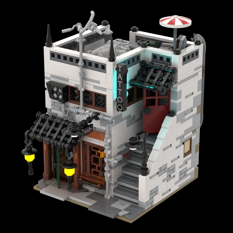 

1291 шт. MOC модульный 16x16 татуировка для салона традиционной китайской медицины магазин строительные блоки Рождественский подарок