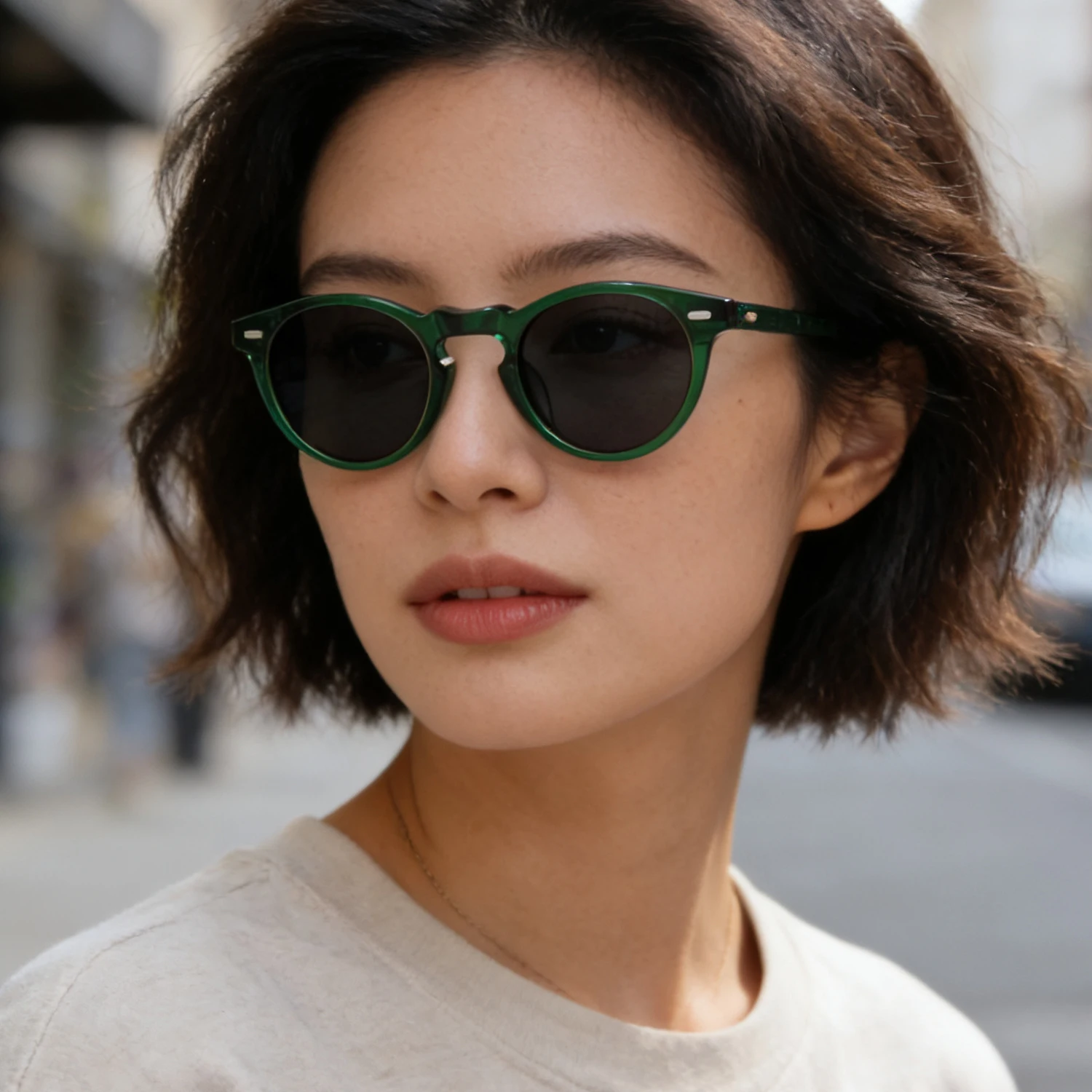 Trending Gregory Peck OV5186 Circle Transparent Agate Green Frame Polarized UV400 Sunglasses Retro Round Sundown Fade Eyewear