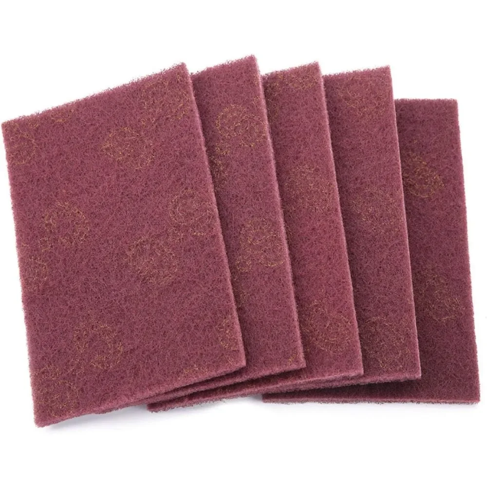 For  Scouring Pad Scotched Abrasive,5pcs/set Scourer Scouring Pad Industrial Scourer Abrasive Finishing Pads(red)