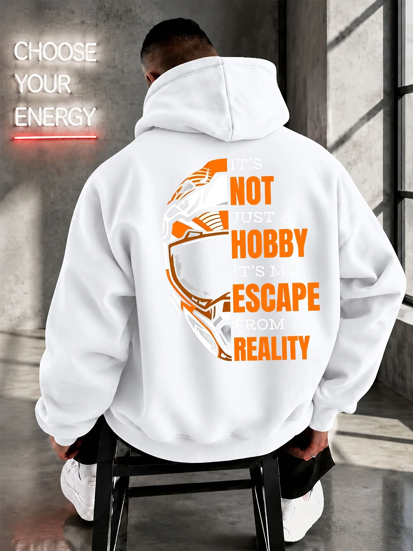 Men'S Sweatshirt IT'S NOT JUST A HOBBY Helmet Motorcycle Inspirational Text Print Western Biker Enthusiast Style Mature Men'S Top