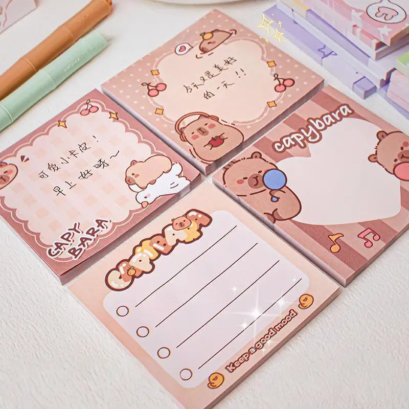 50Sheets Kids Cartoon Posted It Paper Capybara Panda Memo Sticky Notes Pads Stationery Stickers Notebook Planner Message Sticker