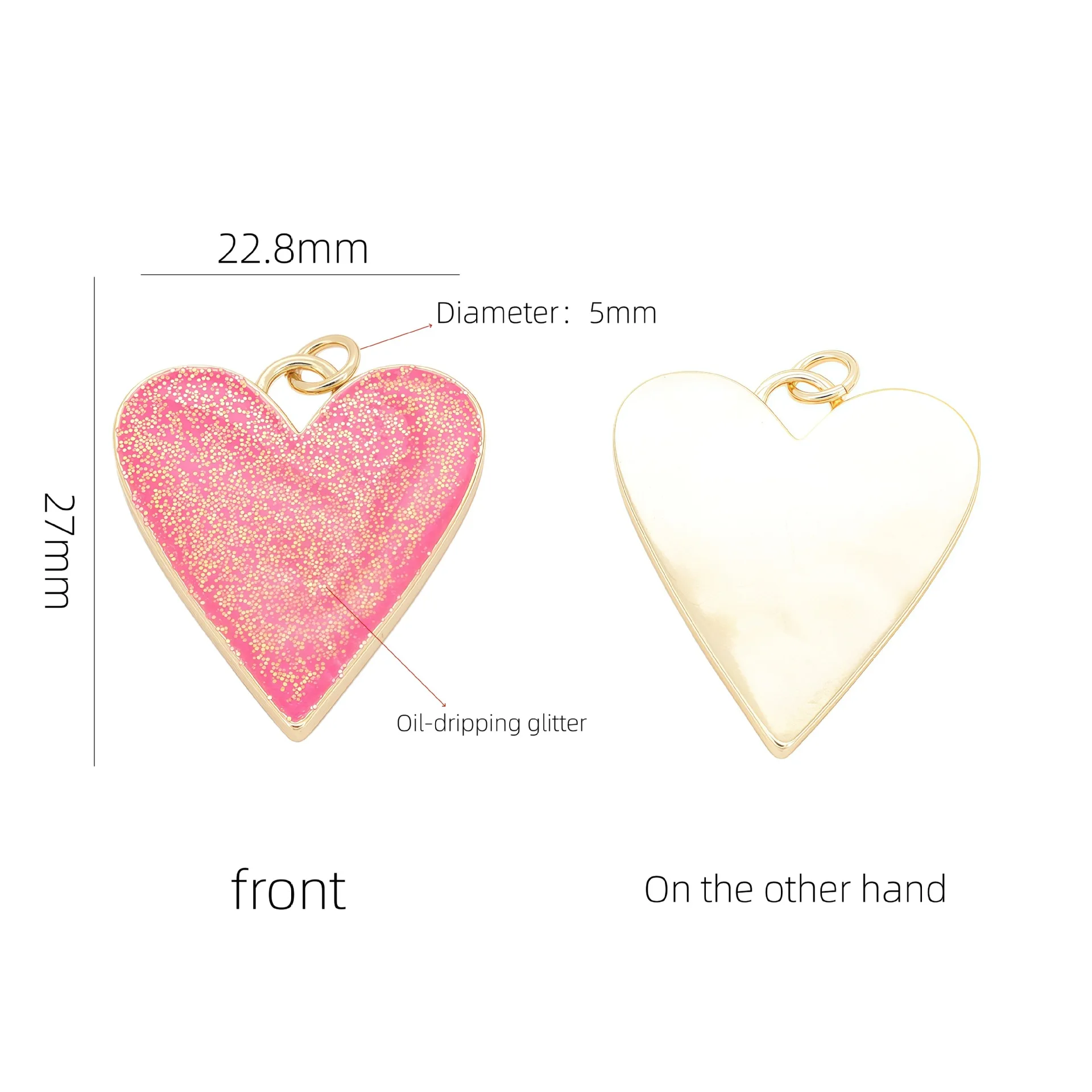 Glittery Powder Pop Colourful Heart Charms Pendant,Fashion Enamel Romantic Love Jewelry Necklace Accessory