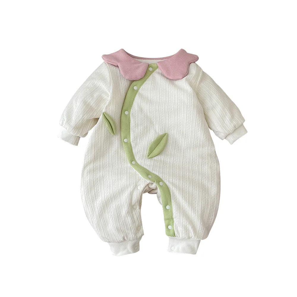 الدانتيل طوق الطفل بذلة الخريف والشتاء أفخم لطيف الحلو الزهور الدافئة عارضة السروال القصير ملابس الاطفال