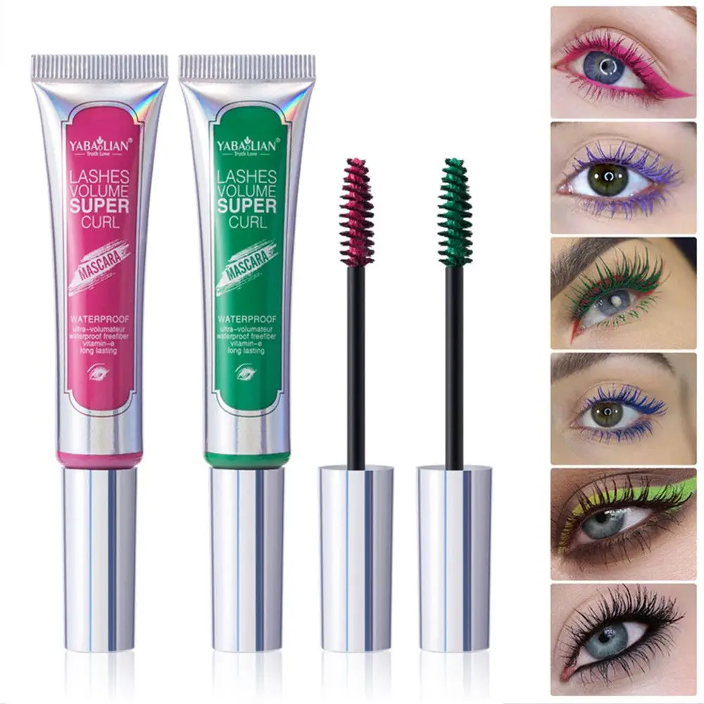 1PC Mascara Waterproof Fast Dry ciglia Curls Extension Make-Up ciglia blu rosso viola nero marrone inchiostro Mascara 6 colori