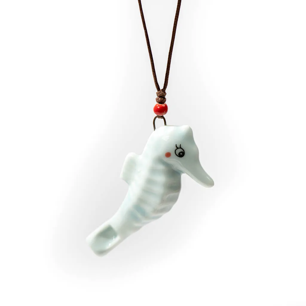 Cute Seahorse Ceramic Whistle Pendant Necklace With Adjustable Cord For Kids Gift Various Colors Drop Shipping 2X836