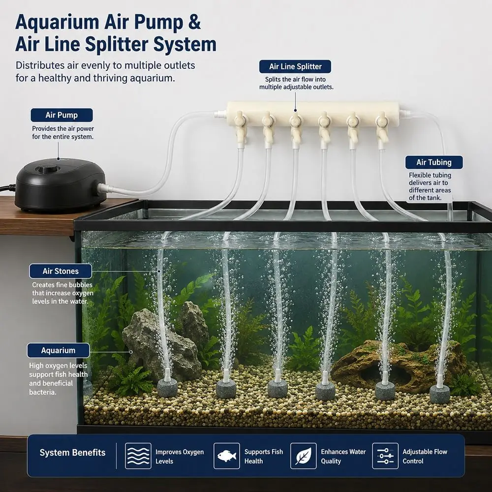 1Pcs 2/3/4/5/6Way Aquarium Air Pump Hose Splitter Independent Control Switch Knob Adjustment Oxygen Pipe Distributor