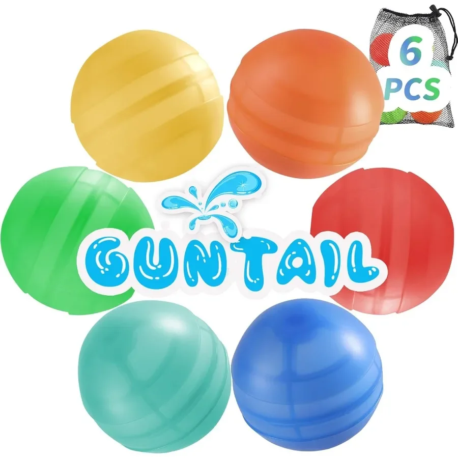 

6 шт. многоразовые водяные шары, быстрозаполняемые водяные бомбочки, силиконовые водяные шарики для детей от 3 до 12 лет, уличные водные шары для летних вечеринок