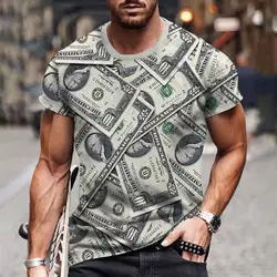 Hot Sale 3D Print Dollars Cash Sublimation T-Shirts Men American Style Short Sleeve Shirts New Money Rich Guy Tops