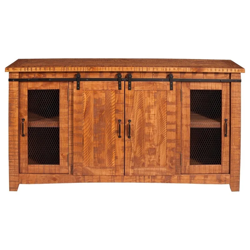 

TV cabinet, honey tobacco color solid wood TV cabinet, suitable for living room and bedroom