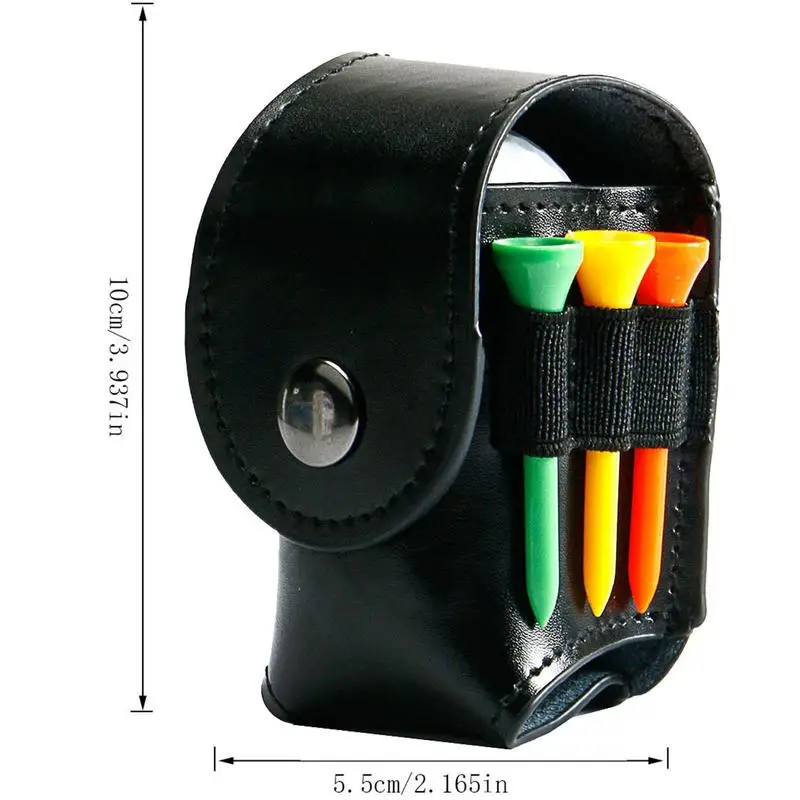 Golf Waist Bag Pouch Can Hold 2 Balls And 3 Golf Tees PU Leather Golf Ball Bag With Metal Buckle Golf Belt Ball Bags