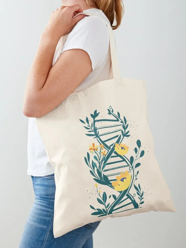 Floral Watercolor DNA flowers trees dna structure Tote Bag tote bag men tote bag screen