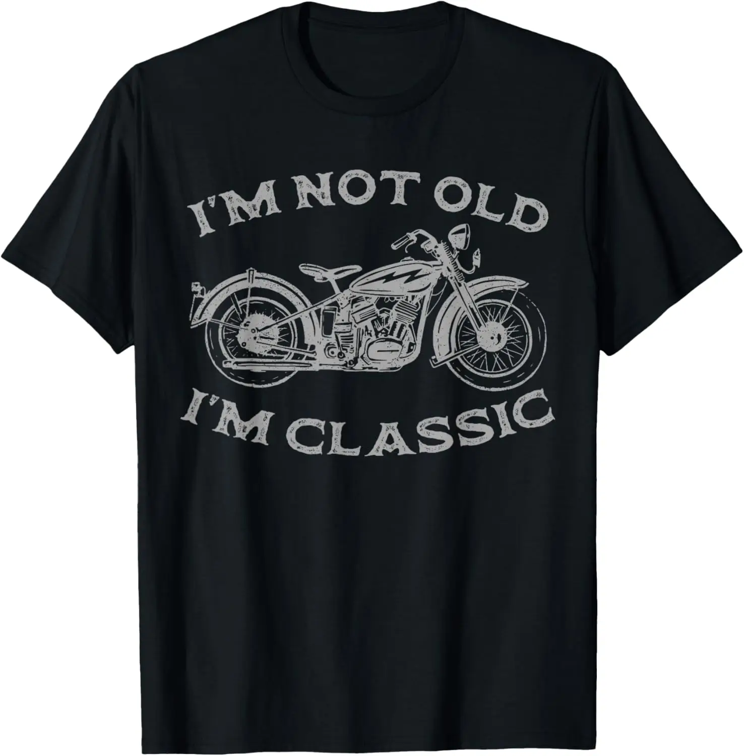 Not Old I'm Classic Funny Motorcycle Graphic Men's Biker T-Shirt 100% Cotton Trendy Y2K Short-Sleeve Tee-Soft, Quick-Drying,