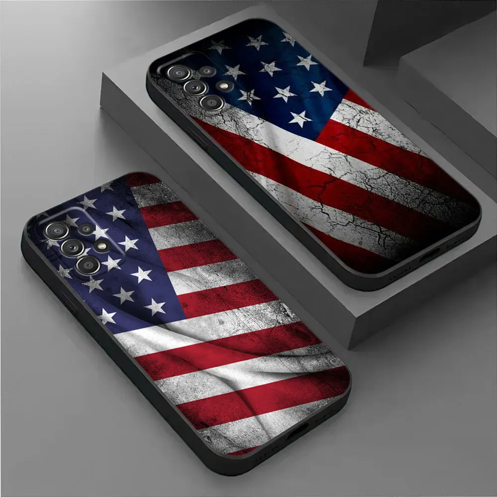 For Samsung Galaxy A55 Case A54 A52S A53 A51 A34 A35 A33 A32 A50 A72 A71 A30 A7 A9 2018 Cases Soft Cover American USA Flag Eagle