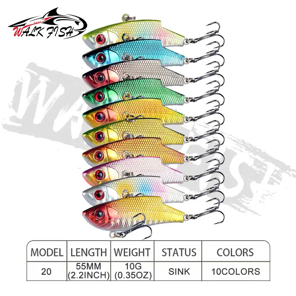 WALK FISH 5.5cm 10g Tough Fishing Lure VIB Rattlin Hook Fishing Sinking Vibration Rattlin Hooktion Bait Pencils Fishing Gear