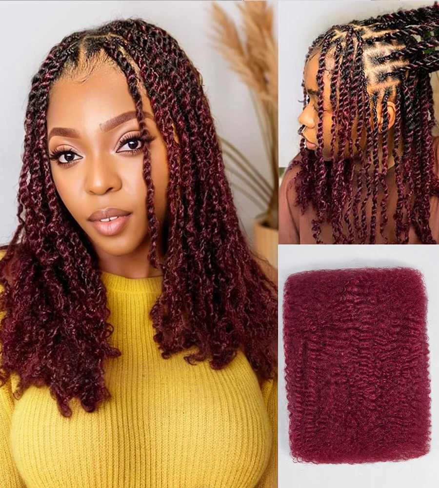 Losse Afro Kinky Krullend menselijk haarextensies voor vlechten, dreadlock, haakmicrofoonvlecht 50 g/pak dames