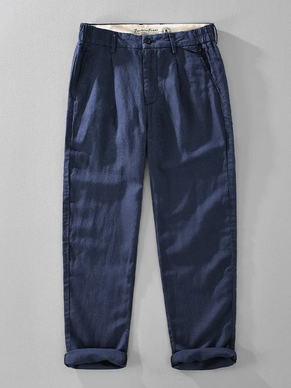 

Мужские повседневные льняные брюки свободного прямого кроя, модные, дышащие, удобные, для осеннего сезона